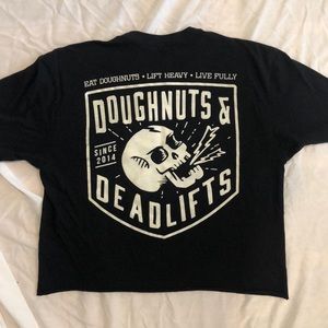 Glow in the Dark Doughnuts & Deadlifts cropped tee